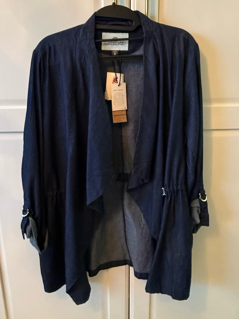 Navy Open-Front Lightweight Women's Cardigan